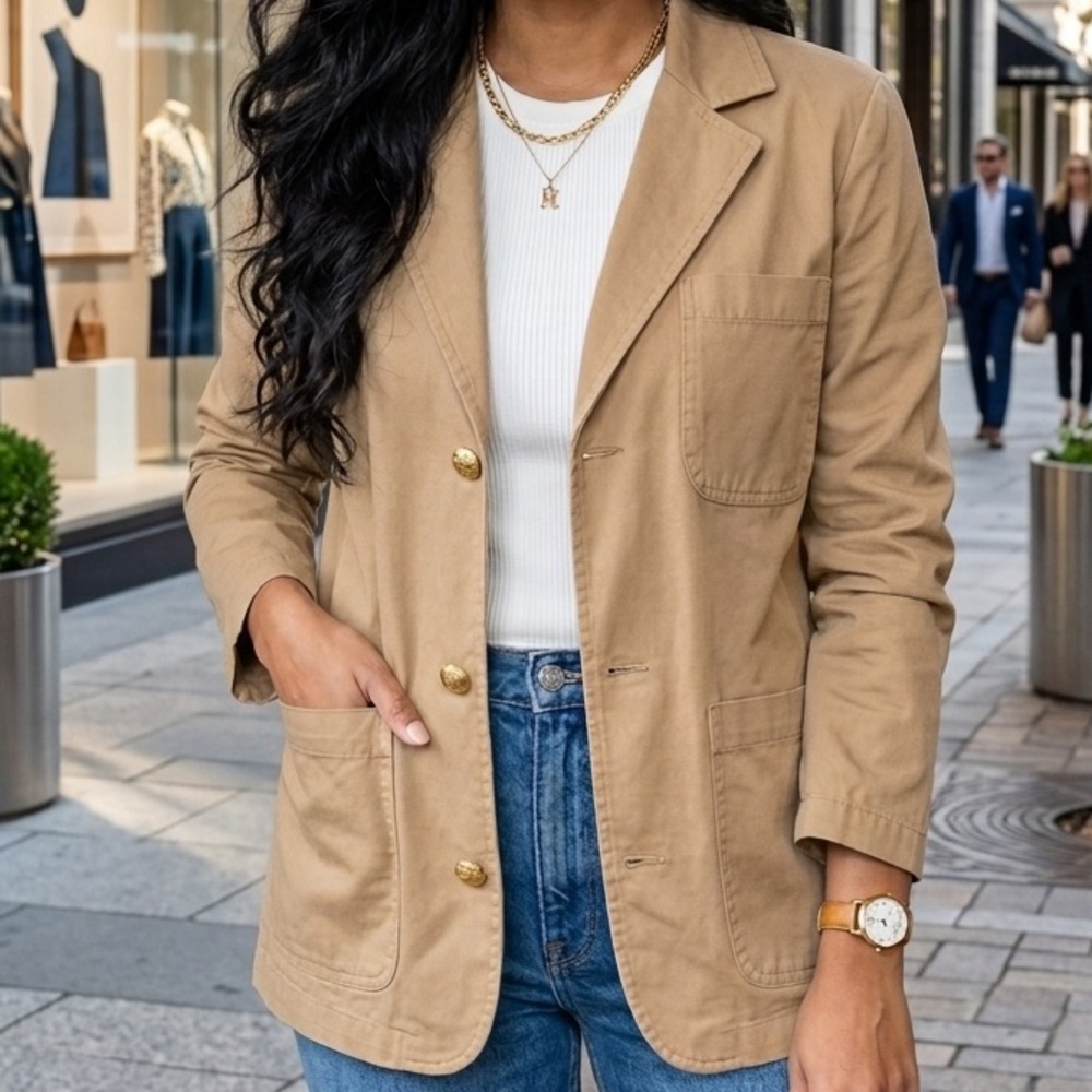 J. Crew Blazer-Jacket in Chino Khaki Tan Size Small